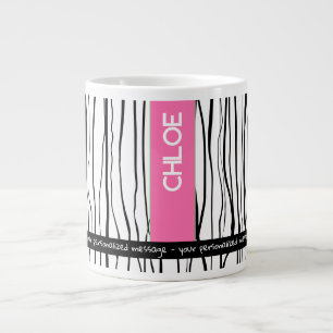 Personlig Namn Rosa och svart modern Jumbo Mugg