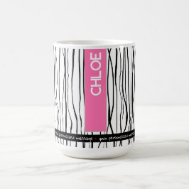 Personlig Namn Rosa och svart modern Kaffemugg