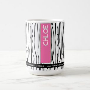 Personlig Namn Rosa och svart modern Kaffemugg