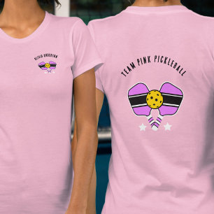 Personlig Namn Rosa Pickleball T-Shirt