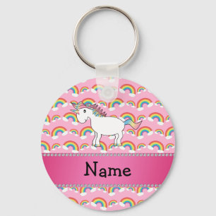 Personlig namn rosa rainbows nyckelring