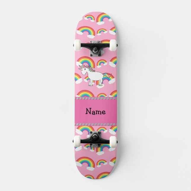 Personlig namn rosa rainbows skateboard bräda 21,5 cm (Framsida)
