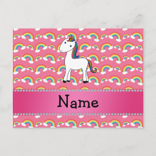 Personlig namn rosa rainbows vykort