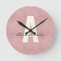 Personlig Namn Rosa Rosegold Glitter