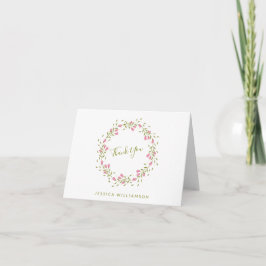 Personlig Namn Rosa Vit Blommig Bröllopsdusch Tack Kort