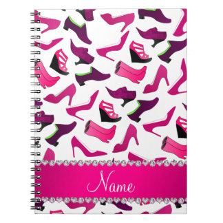 Personlig namn rosa, vita kvinnoskor mönster anteckningsbok