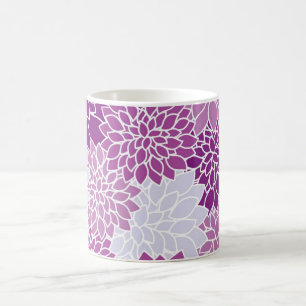 Personlig Namn Rosa & White Dahlia Flower Kaffemugg