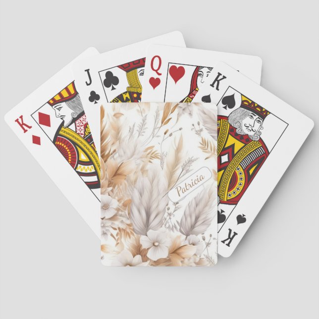 Personlig Namn Rustic Chic Bohemian Wildblommor Casinokort (Baksidan)