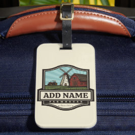 Personlig NAMN Rustic Farmhouse Old Kvarn Bagagebricka