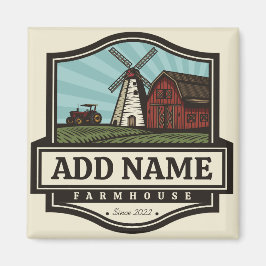 Personlig NAMN Rustic Farmhouse Old Kvarn Magnet
