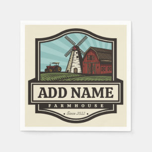 Personlig NAMN Rustic Farmhouse Old Kvarn Pappersservett