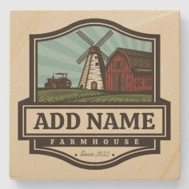 Personlig NAMN Rustic Farmhouse Old Kvarn Stenunderlägg