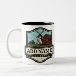 Personlig NAMN Rustic Farmhouse Old Kvarn Två-Tonad Mugg
