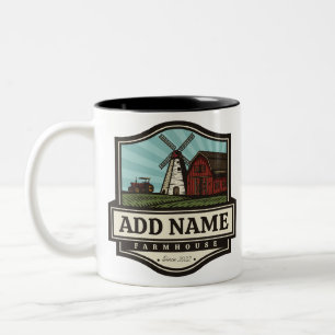 Personlig NAMN Rustic Farmhouse Old Kvarn Två-Tonad Mugg