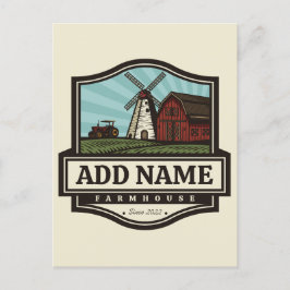 Personlig NAMN Rustic Farmhouse Old Kvarn Vykort
