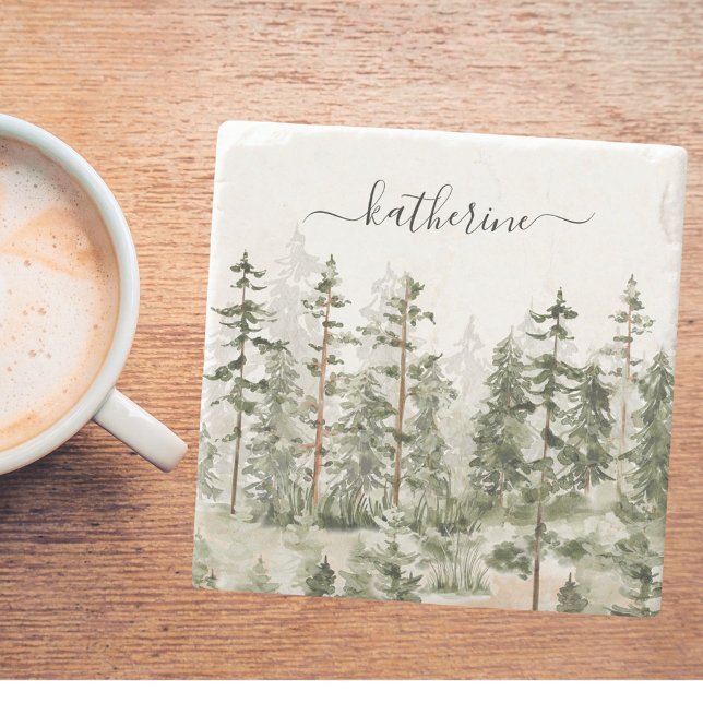 Personlig Namn Rustic Grönt Gräs Stenunderlägg (In situ)