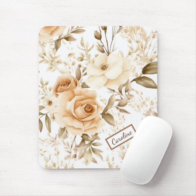 Personlig Namn Rustic Modern Boho Ro Neutralt Musmatta (Med mus)