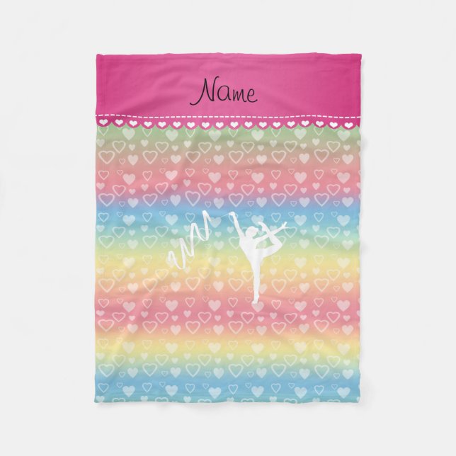 Personlig namn rythmiska gymnastik, regnbågshjärta fleecefilt (Framsidan)