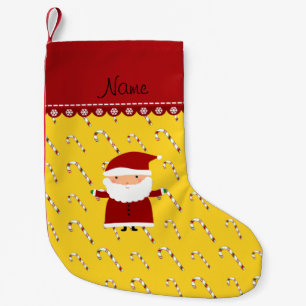 Personlig namn Santa gult polkagrisars  Liten Julstrumpa
