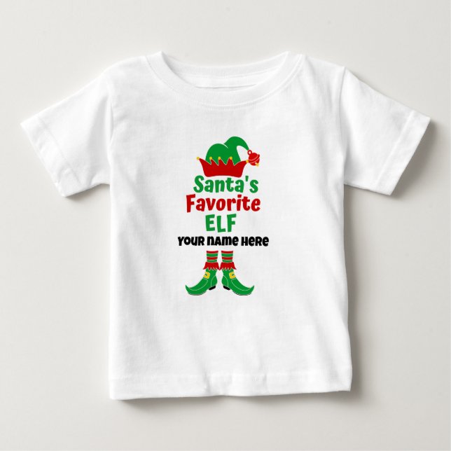 Personlig Namn Santa's Favorite Elf T-Shirt (Framsida)