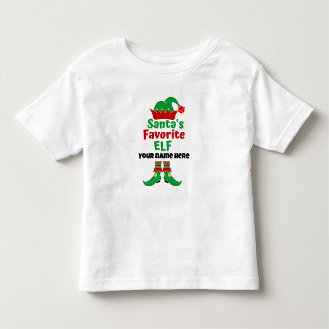 Personlig Namn Santa's Favorite Elf T Shirt (Framsida)