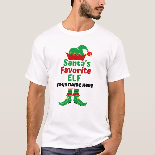 Personlig Namn Santa's Favorite Elf T-Shirt (Framsida)