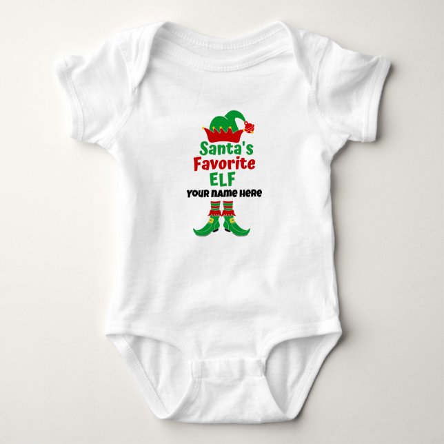 Personlig Namn Santa's Favorite Elf T-Shirt (Framsida)
