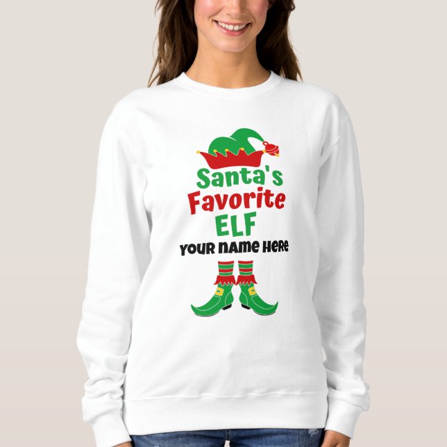 Personlig Namn Santa's Favorite Elf T Shirt (Framsida)