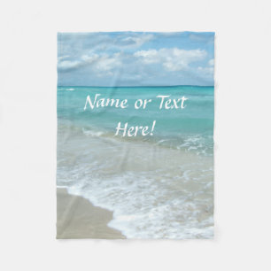 Personlig Namn Scenia Aqua White Beach Fleecefilt