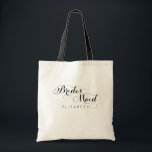 Personlig Namn Script Bridesmaid Tote Bag Tygkasse<br><div class="desc">Chic- och elegant-design utskriven Personlig Namn Script Bridesmaid Tote Bag som kan anpassas med din text. Klicka på knappen "Anpassa" och använda verktyg som är utformat för att ändra mallen. Kolla in Graphic Art Design-arkivet för andra produkter som matchar den här designen!</div>