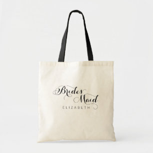 Personlig Namn Script Bridesmaid Tote Bag Tygkasse