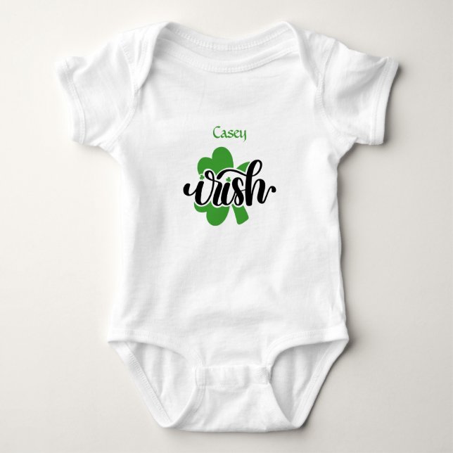 Personlig Namn Shamrock Irish St Patricks Baby T Shirt (Framsida)