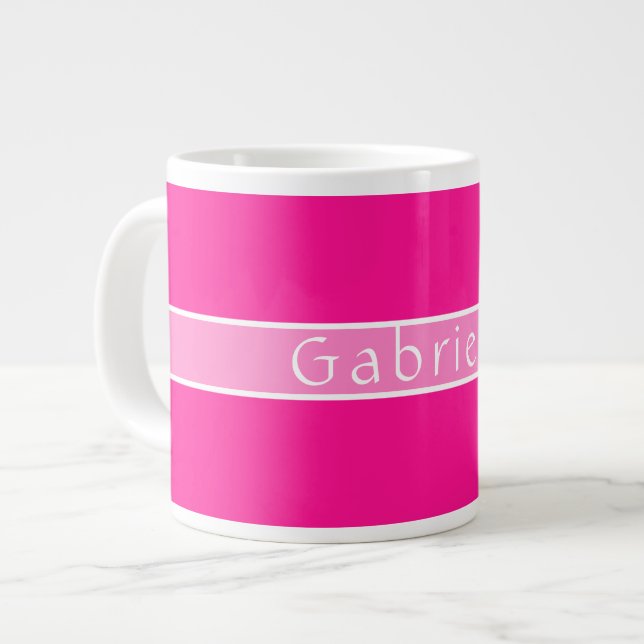 Personlig Namn Shock rosa Jumbo Mugg (Framsida vänster)