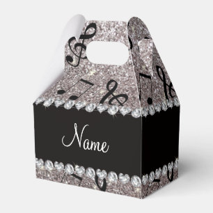 Personlig namn silver glitter musik noter presentaskar