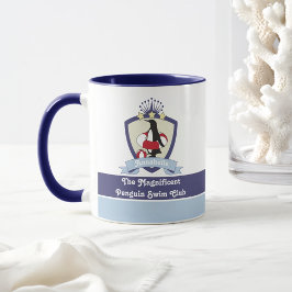 Personlig Namn Simma Klubb Vapensköld Cute Penguin Mugg