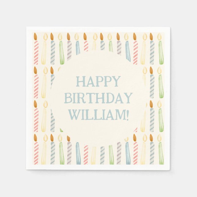 Personlig Namn Simple Birthday Candles Party Pappersservett (Framsidan)