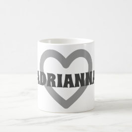 Personlig Namn Simple Grått Heart kontur Kaffemugg
