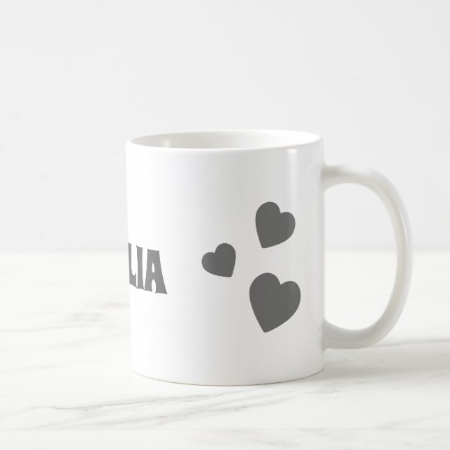 Personlig Namn Simple Grått Hearts Kärlek Gift Kaffemugg (Höger)
