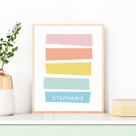 Personlig Namn Simple Modern Pastel Shapes Poster<br><div class="desc">Personlig Enkel modern pastellform & Rand</div>
