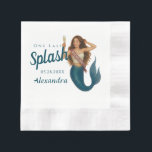 Personlig Namn Sjöjungfru Bachelorette Pappersservett<br><div class="desc">Fira hennes "sista stänk" i stil med den personlig sjöjungfrun bachelorette namn på en papper napkin! Med en roligt, illustrerad sjöjungfru som bär ett streck och tar upp ett champagneglas, ställs den här designen mot en rik marin blå bakgrund för ett elegant, havsininspirerat utseende. Perfekt som partiförmån för kustnära, nautiska...</div>