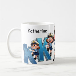 Personlig namn sjöman tecknad karaktär * K * Kaffemugg