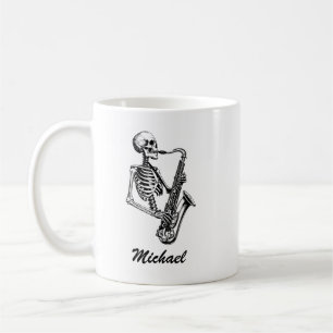 Personlig Namn Skelett Saxofon Musikälskare Kaffemugg