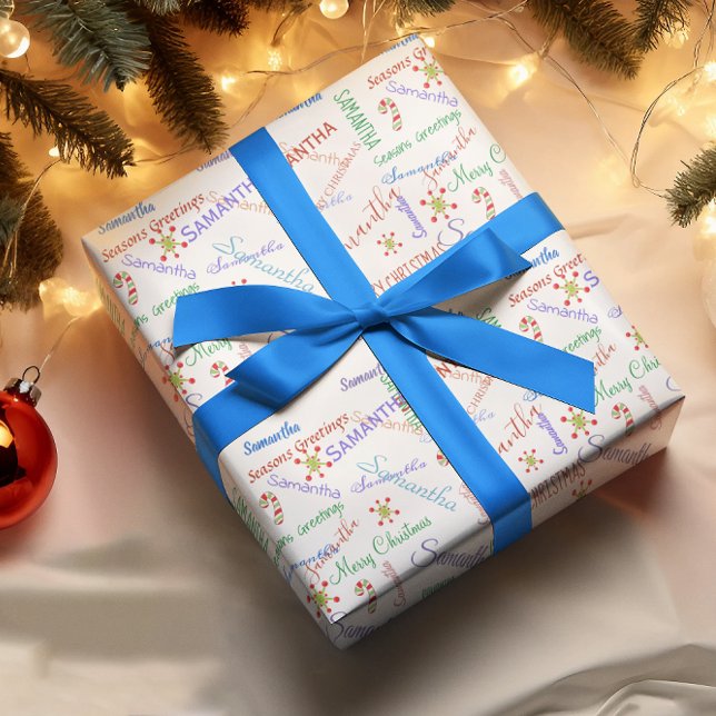 Personlig Namn Small Text Helgdag jul Presentpapper (Skapare uppladdad)