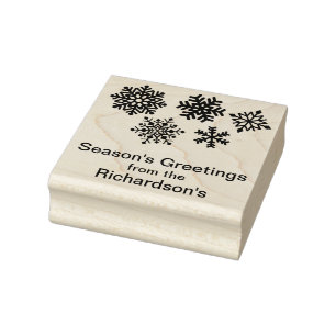 Personlig Namn Snöflingor Julkort eller Märke Stämpel