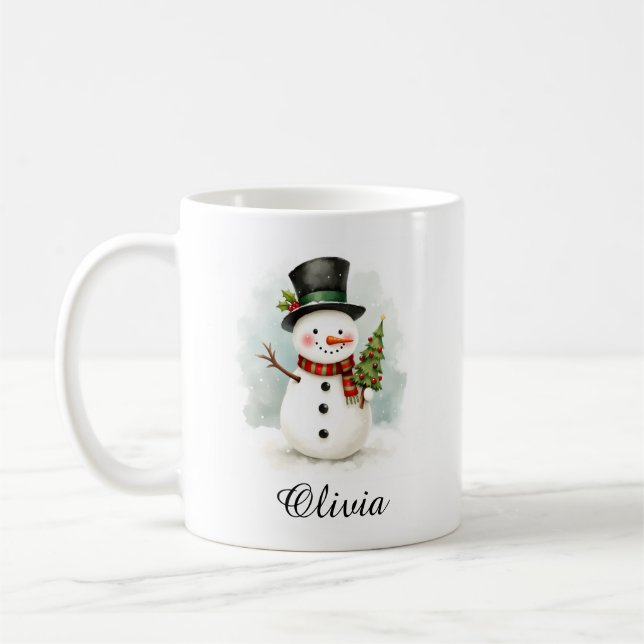 Personlig Namn Snömannen Kaffe Mugg (Vänster)