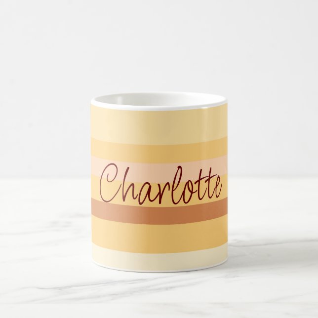 Personlig Namn Snyggt Beige Rand Kaffemugg (Center)