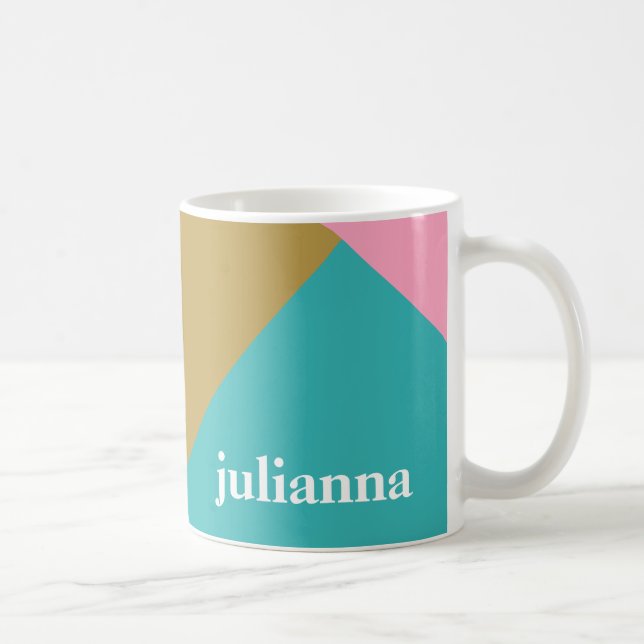 Personlig Namn Snyggt Färgfull geometrisk Chic Kaffemugg (Höger)