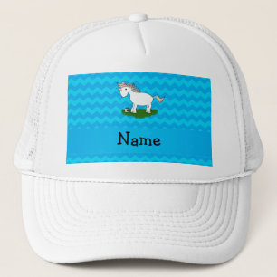 Personlig namn-soccer unicorn blue chevrons truckerkeps