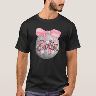 Personlig Namn Sofia Coquette Bow Rosa Disco Ba T Shirt
