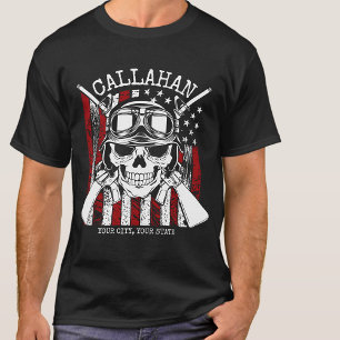 Personlig NAMN Soldat Skalle Dubbla Vapen USA Flag T Shirt